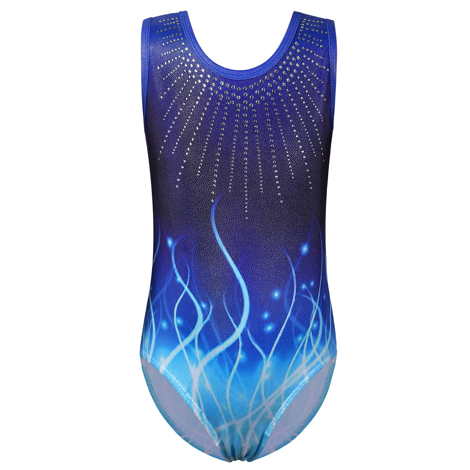 Teens Sleeveless Ballet Leotard One Piece DarkBlue Gymnastics Jumpsuit Ballerina Dance Bodysuit Performance Costume
