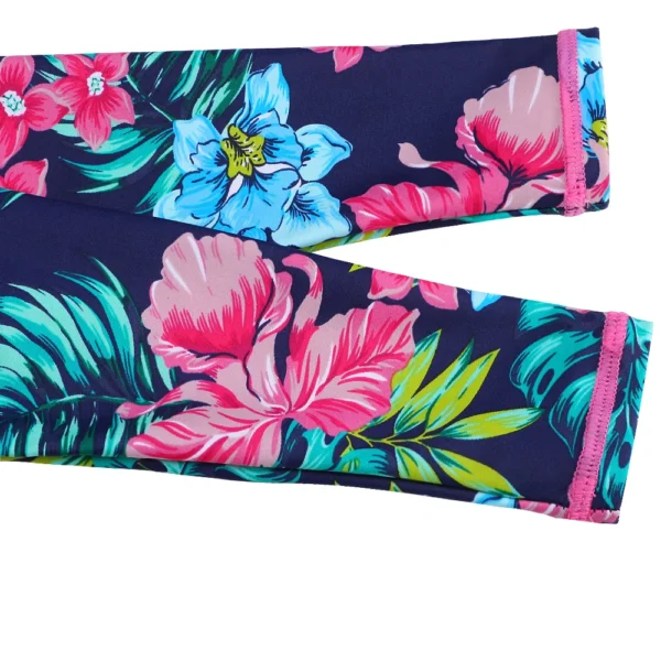 BAOHULU Navy Floral Baby Swimwear Long Sleeve UPF50+ Girls' Swimsuit One Piece Children Swimwear Toddler Bathing Suit Beachwear 5