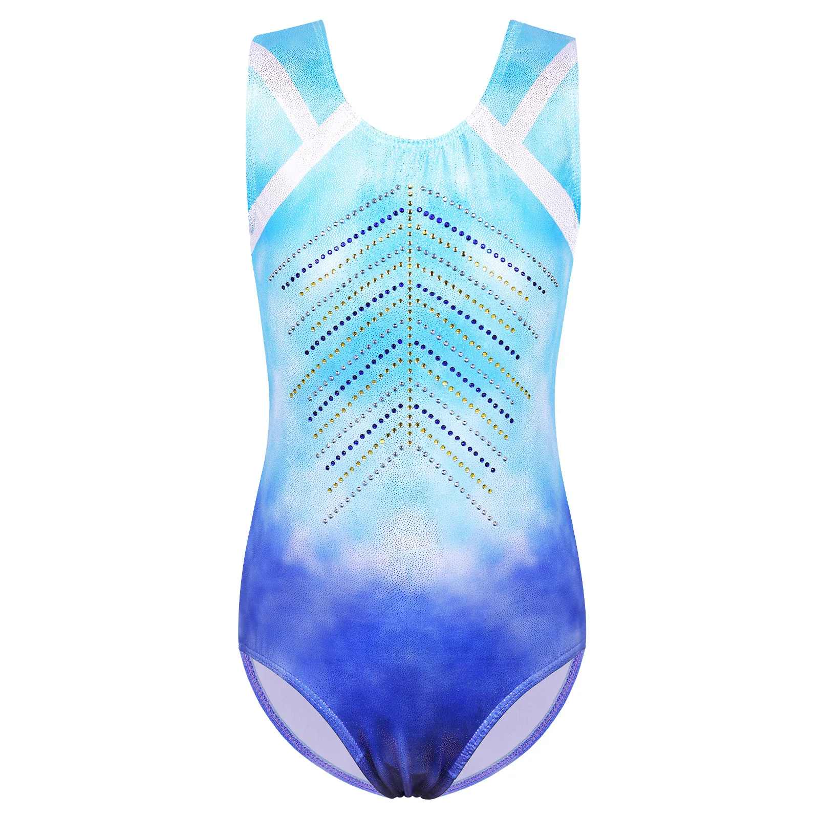 BAOHULU Girls Gradient Gymnastics Ballet Leotard Sleeveless Performance Clothes Practice Outfit Sparkle Diamond Ballet Costumes 1