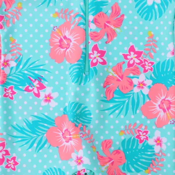 BAOHULU UPF50+ Long Sleeve Flower Baby Girl Swimwear One Piece Children Swimwear Toddler Infant Bathing Suit for Girls Boy Kids 3